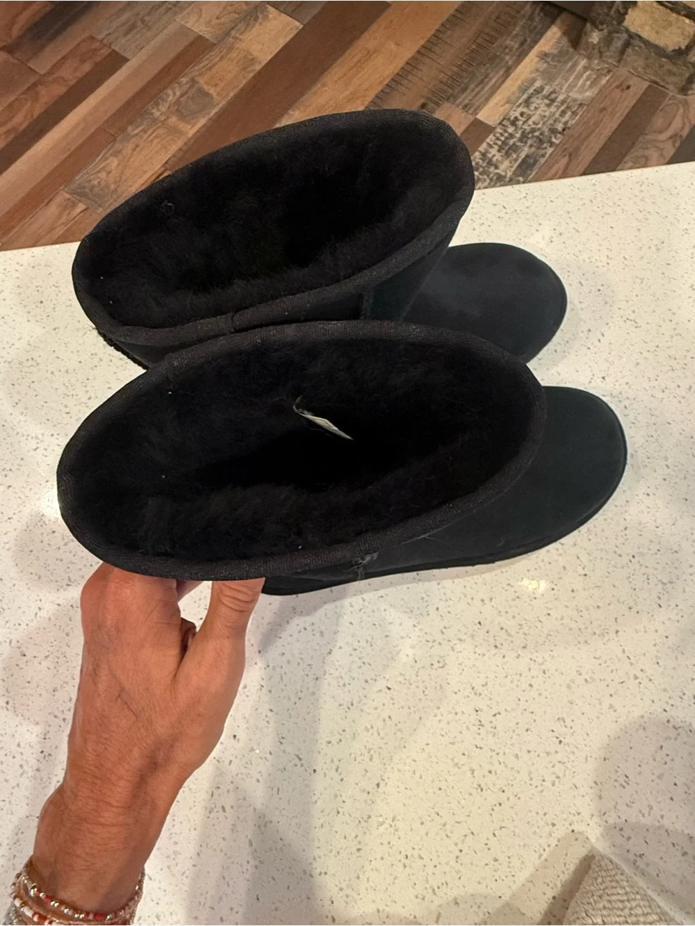 UGG Classic Short Black Suede Shearling Boots - Women's